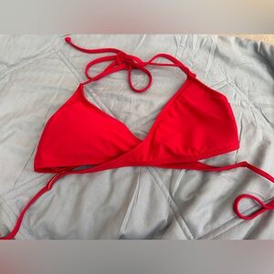 J. Crew Tan Bikini Top with Red Trim